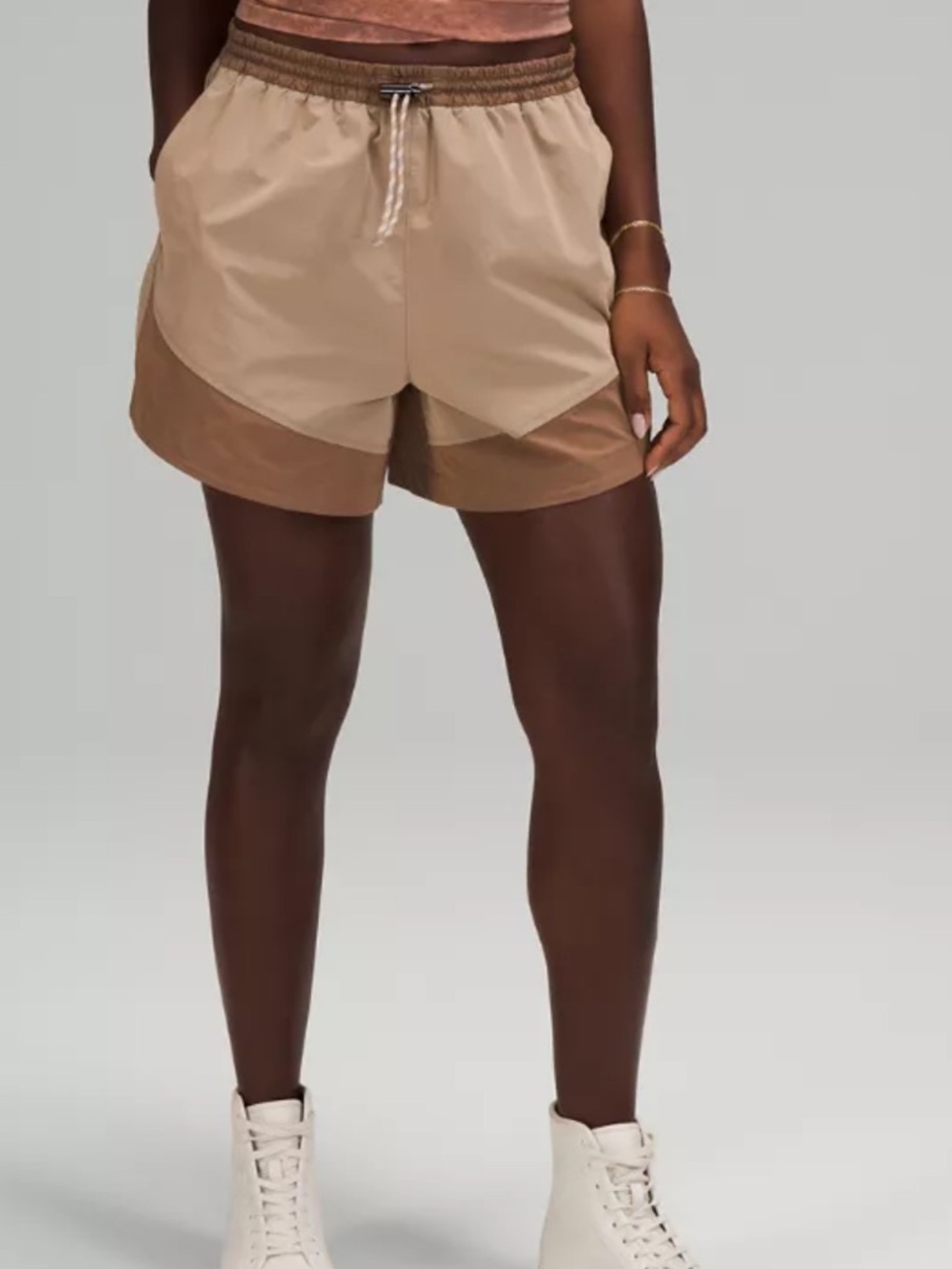 lululemon Evergreen  Two-Tone Beige High-Rise Athletic Shorts